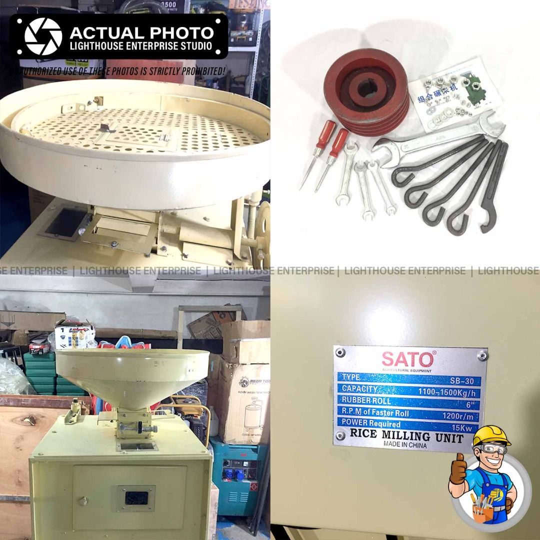 SATO 20-24HP/15kW SB Series Industrial Rice Mill 1100-1500kg/hr with ...