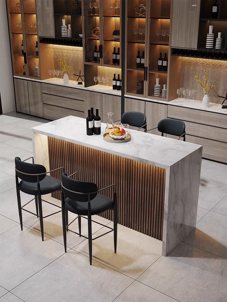 SEASONS Modern Marble Kitchen Island / Bar Table, Furniture & Home