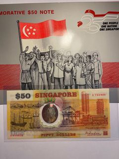 Singapore Polymer Commemorative $50 A144925 UNC with folder