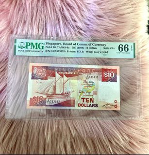Solid #3 / Singapore $10 Ship Notes / PMG 66 EPQ GEM UNC