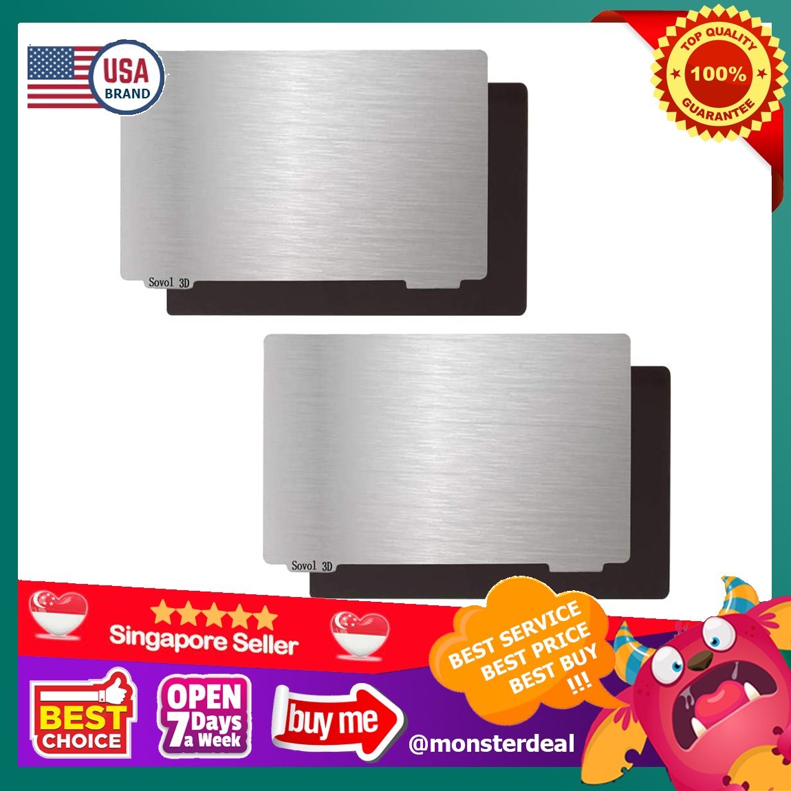 Sovol 3D Mars Series Upgraded Platform 2 Pack, Resin Flexible Steel Plate Flex Bed for