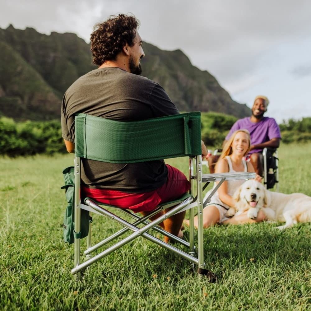Sports Chair with Side Table Beach Chair Camp Chair for Adults Hunter Green