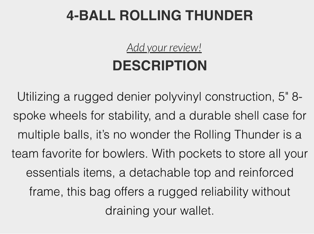 Storm 4 Ball Rolling Thunder Bowling Bag, Sports Equipment, Sports