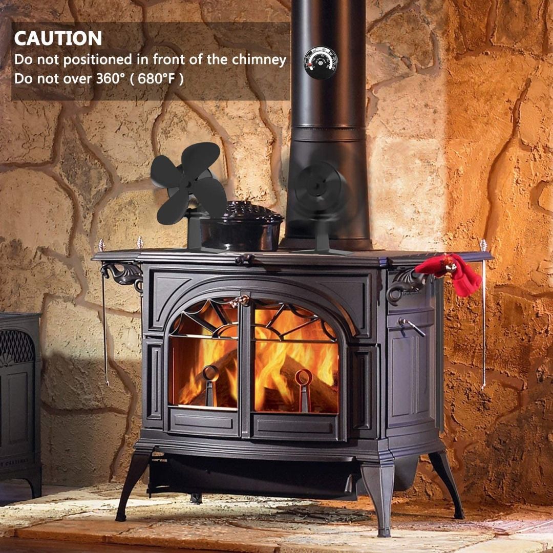Stove Fan-4-Blade Heat Powered Stove Fans for Wood/Log Burner/Fireplace,Silent,Environment  Friendly,Black [Energy Class A+++], Furniture u0026 Home Living, Lighting u0026 Fans,  Fans on Carousell