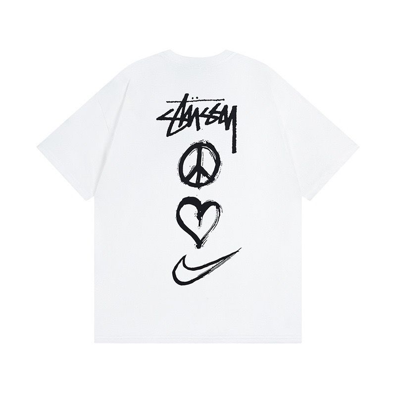 第二件半價）Stussy✖️nike 斯圖西聯名耐克愛心字母圓領短袖T恤, 男裝