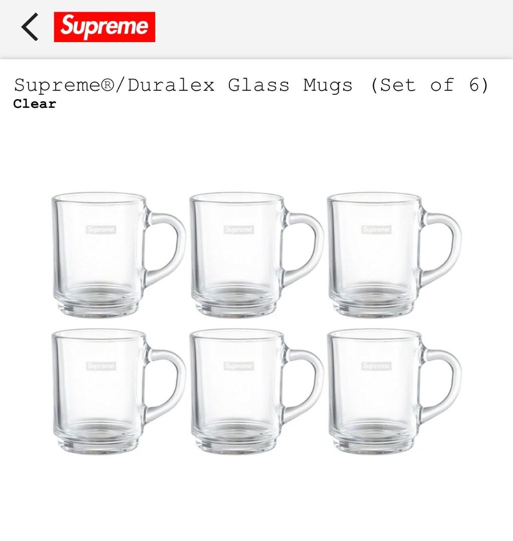 Supreme Duralex Glass Mug (8.75oz - set of 6) 可散賣, 名牌, 飾物及
