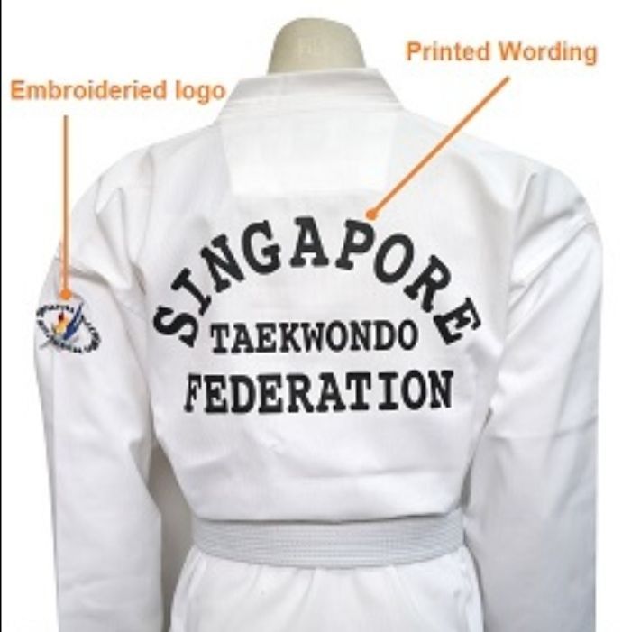 Taekwondo Uniform Singapore taekwondo federation approved embroidered