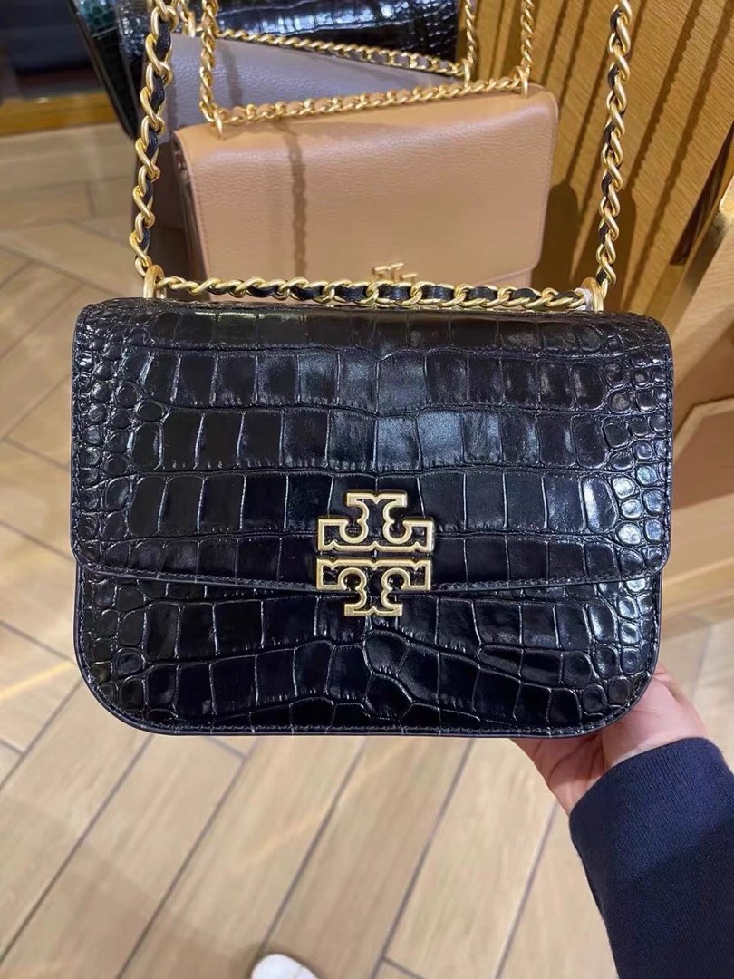 Tory Burch Britten Small Crocodile Material Adjustable Shoulder Bag