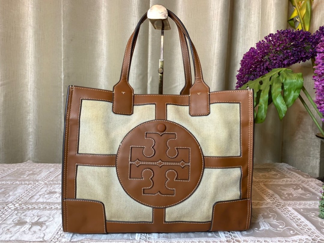 Tory Burch Ella Canvas Quadrant Tote Bag, Luxury, Bags & Wallets on Carousell