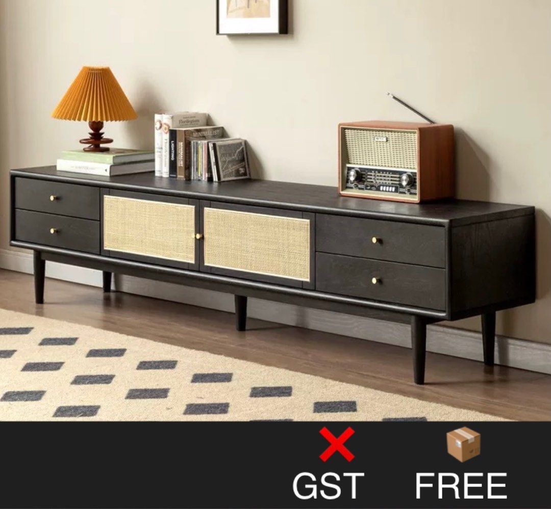 TV Console TV Cabinet Rattan Entertainment Sideboard Side Console Table ...