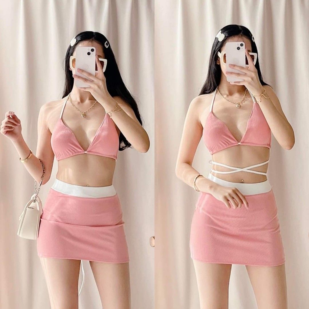 Two Piece Swimsuit/Padded Swimsuit (Category: Bikinis & Swimsuits) located in Angono. Submitted by violetkai (Listing ID 1222502953, Image 3). Description: MODE of payment: GCASH Shipping fee: Paid By Buyer 📍Fabric: Cotton Knitted 📍Padded 📍Sizes: Freesize (Small to Medium) 📍Built in underwear in the skirt.