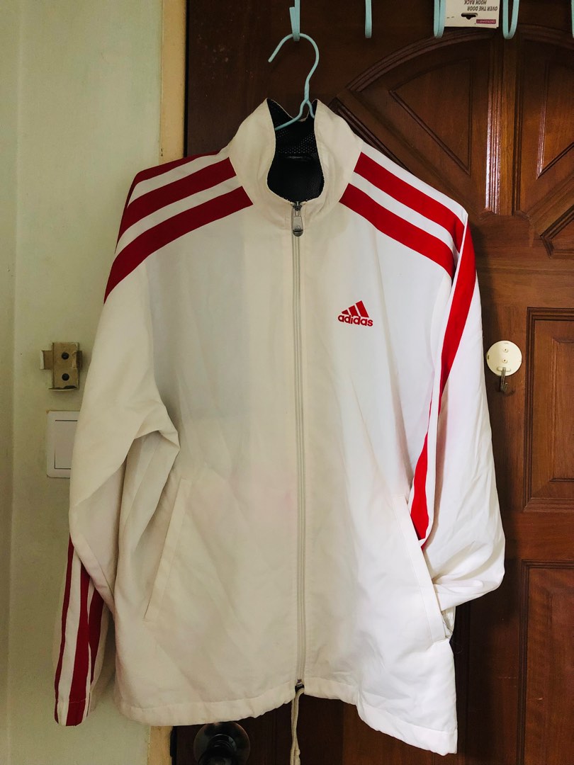 Adidas jacket sales with red stripes