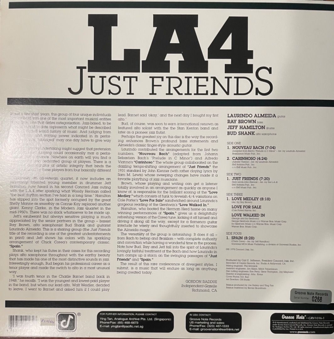 Hamilton,　Just　(Jeff　guitar　Brown,　jazz,　low　Hobbies　serial　limited　RARE,　COLLECTOR's　Audiophile　Vinyl　edition　2LPs,　Shank,　Music　LP:　Laurindo　number　Ray　45rpm,　Friends　Almeida),　0268　Bud　Toys,