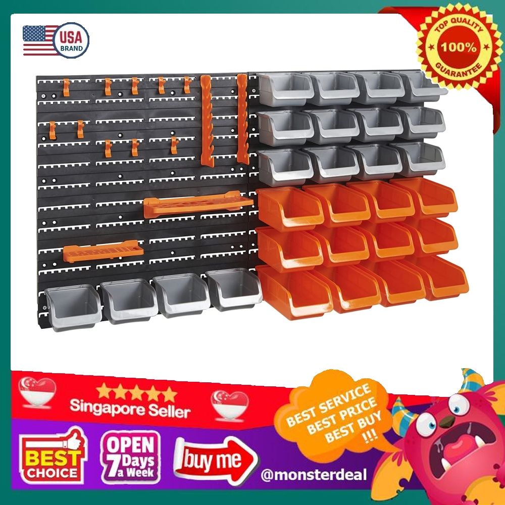 VonHaus 44 Piece Wall Mounted Pegboard Hook Storage Bins and Panel Set DIY Garage Storage Wall Mount System with Rack and Bin Accessories Tool Parts and Craft Organizer Everything Else on Carousell