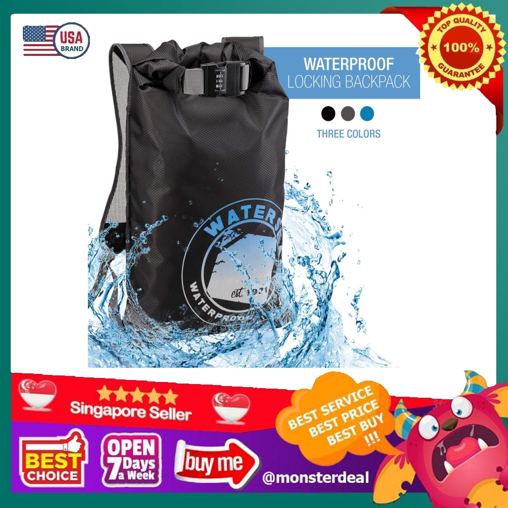 WaterSeals Locking Backpack Waterproof Bag for Women Men with