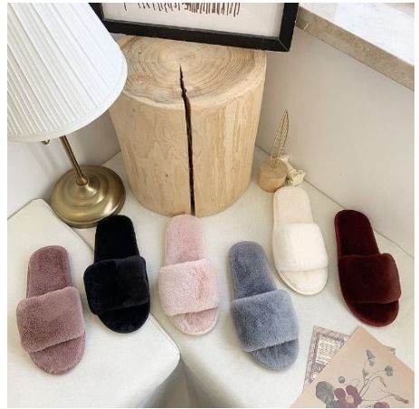 Furry womens slides sales