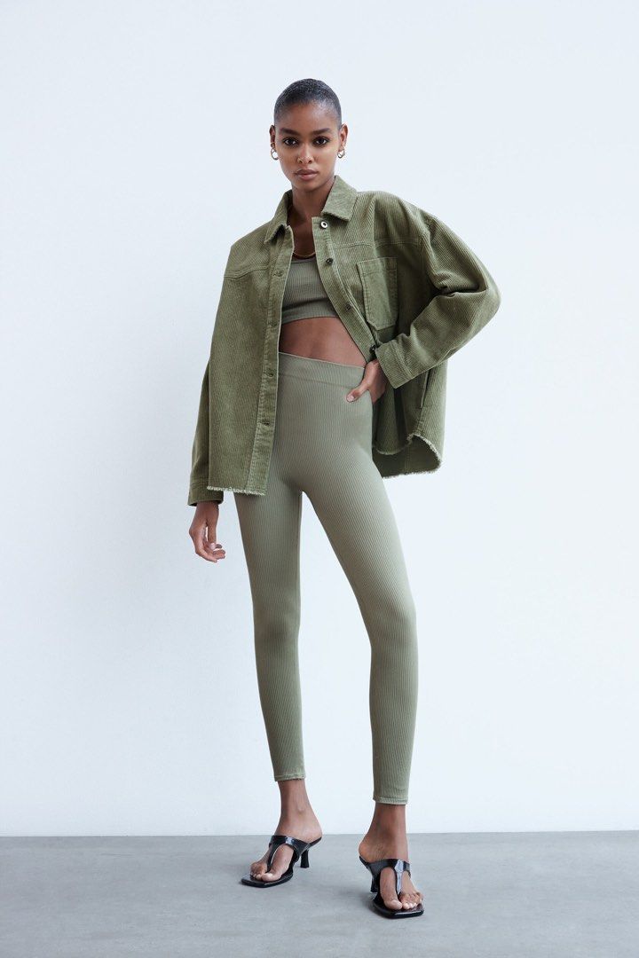 Zara khaki corduroy jacket online
