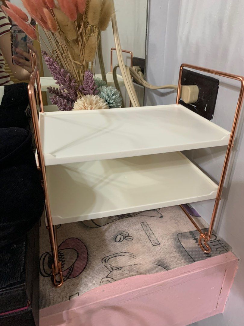 2-tier rosegold rack perfume organizer (Category: Storage Boxes & Baskets) located in Pasay City. Submitted by jennifer_sells (Listing ID 1222736524, Image 2). Description: In vgood condition Rfs: moving out Loc: QC c/o buyer.