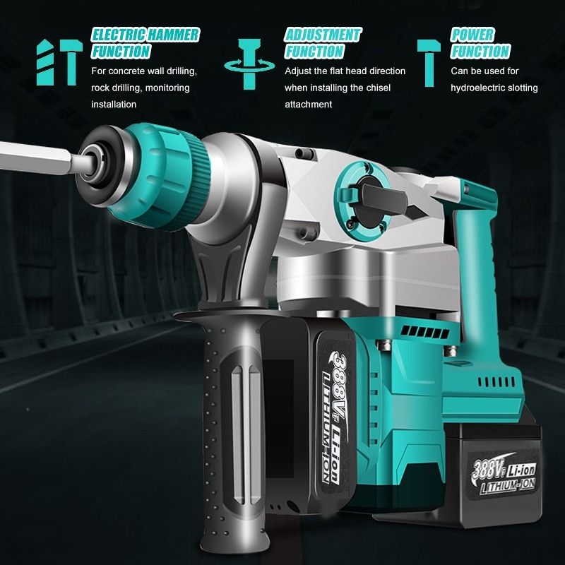 3 in 1 Brushless Cordless Electric Rotary Hammer Drill Electric Pick ...