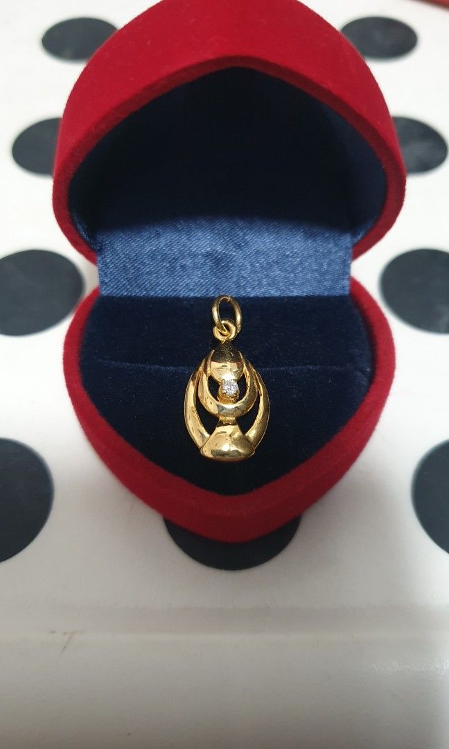 Gold diamond shop angel pendant