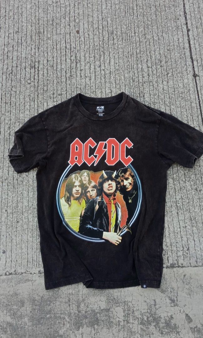 -AC/DC HIGHWAY TO HELL ACID WASH SHIRT DC SKATE BRAND, Men's Fashion ...