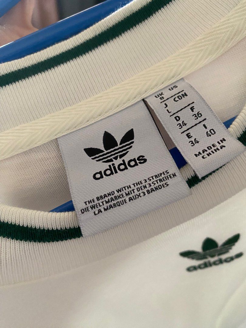 Adidas originals tennis t-shirt in white stripe online