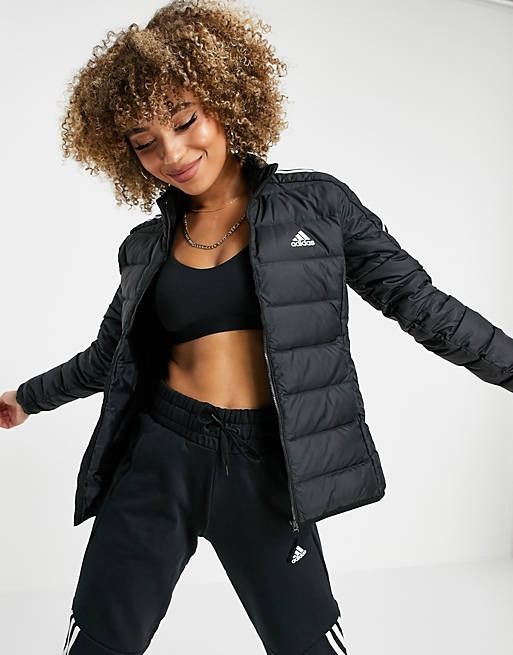 adidas outdoor Essential down puffer jacket in black Women s