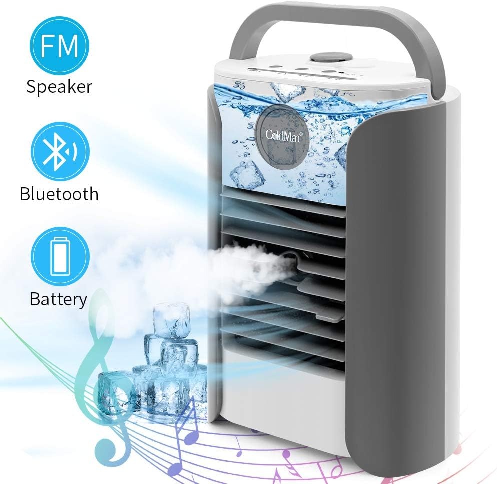 Air Conditioner, Bluetooth Speaker FM 2000mAh Portable Evaporative air