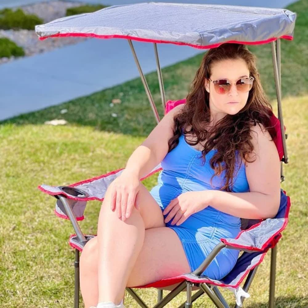 ALPHA CAMP Mesh Canopy Chair Folding Camping Chair Red Sports