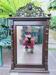 Antique Ornate Carved Wooden Wall Mirror