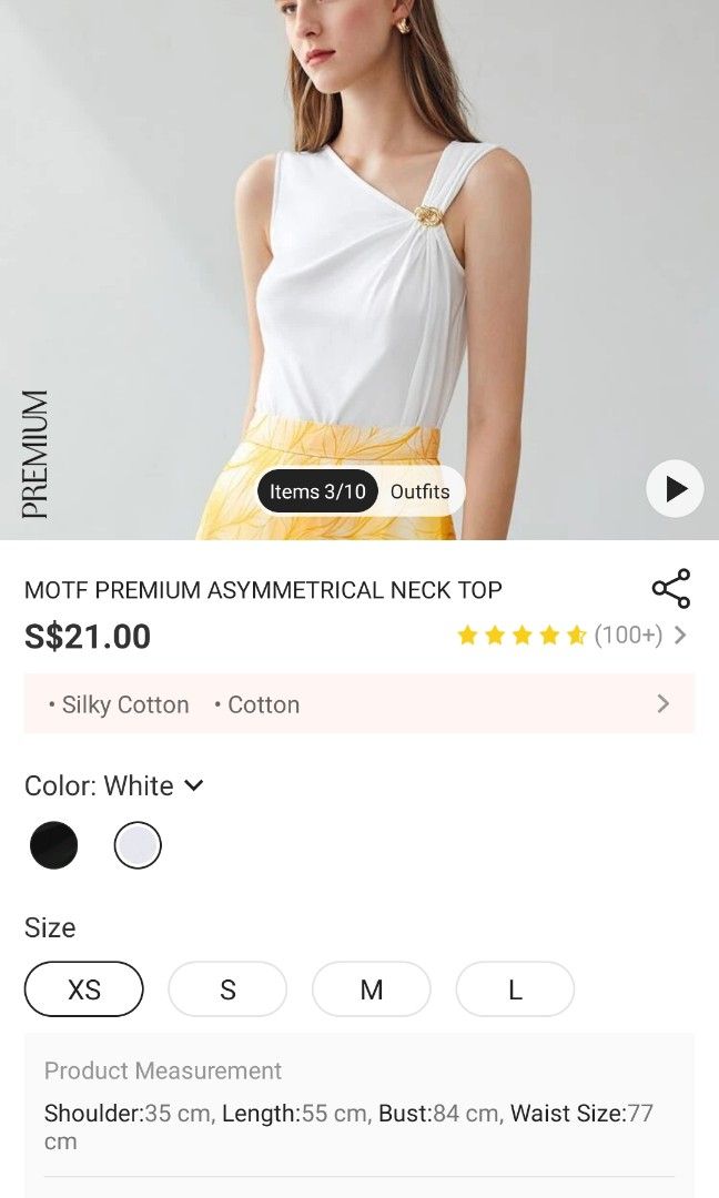 asymmetrical white top, Women's Fashion, Tops, Sleeveless on Carousell