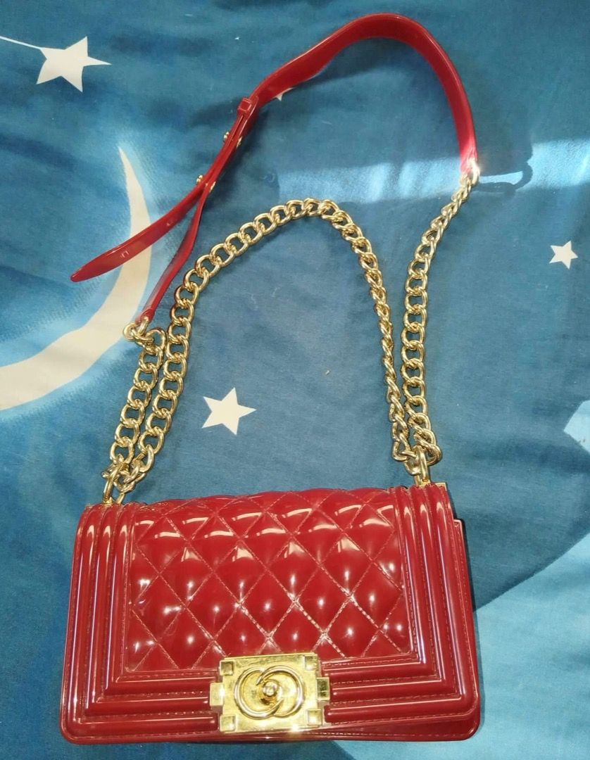 JELLY TOYBOY Metal Chain Cross Body Handbag Jelly 25 (Red)