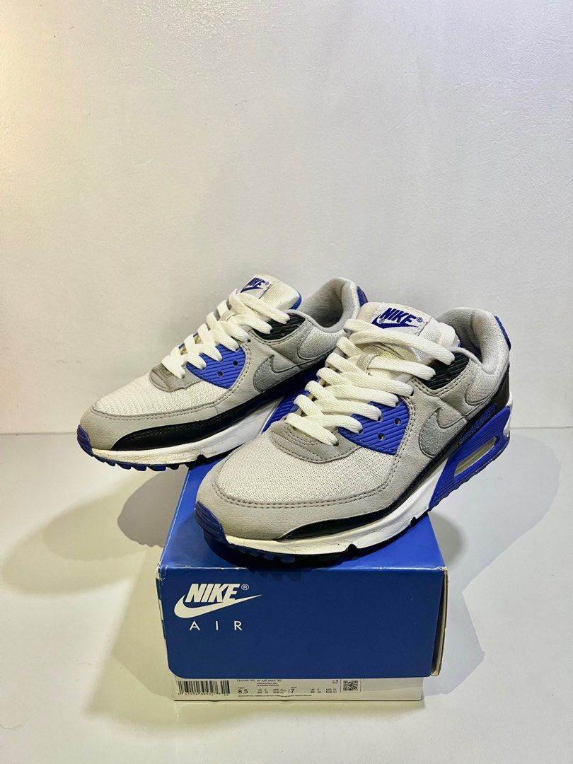 Air max 90 store white/particle grey-royal blue