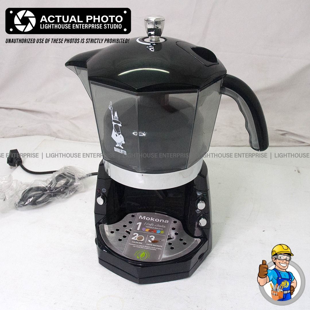 BIALETTI 1050W 3in1 Pods/Ground/Frother Steamer Kit Espresso Mokona