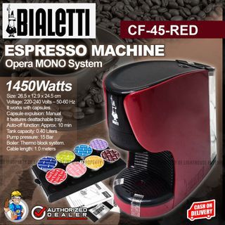 BIALETTI 1450W Espresso Machine Opera MONO System (CF-45-Red, CF-45-White)