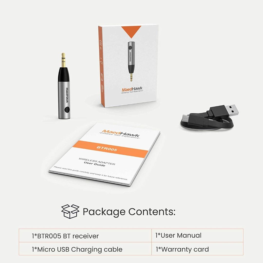 Bluetooth 5.0 Receiver, MaedHawk Bluetooth Aux Adapter/Portable Wireless Audio Car Kit (A2DP, Built In Microphone, Dual Link) With 3.5mm Jack For Home - View #8