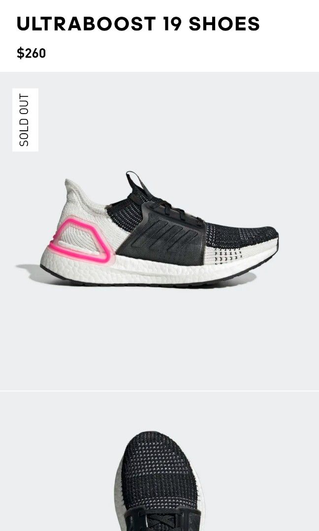 adidas ultra boost 19 black white pink