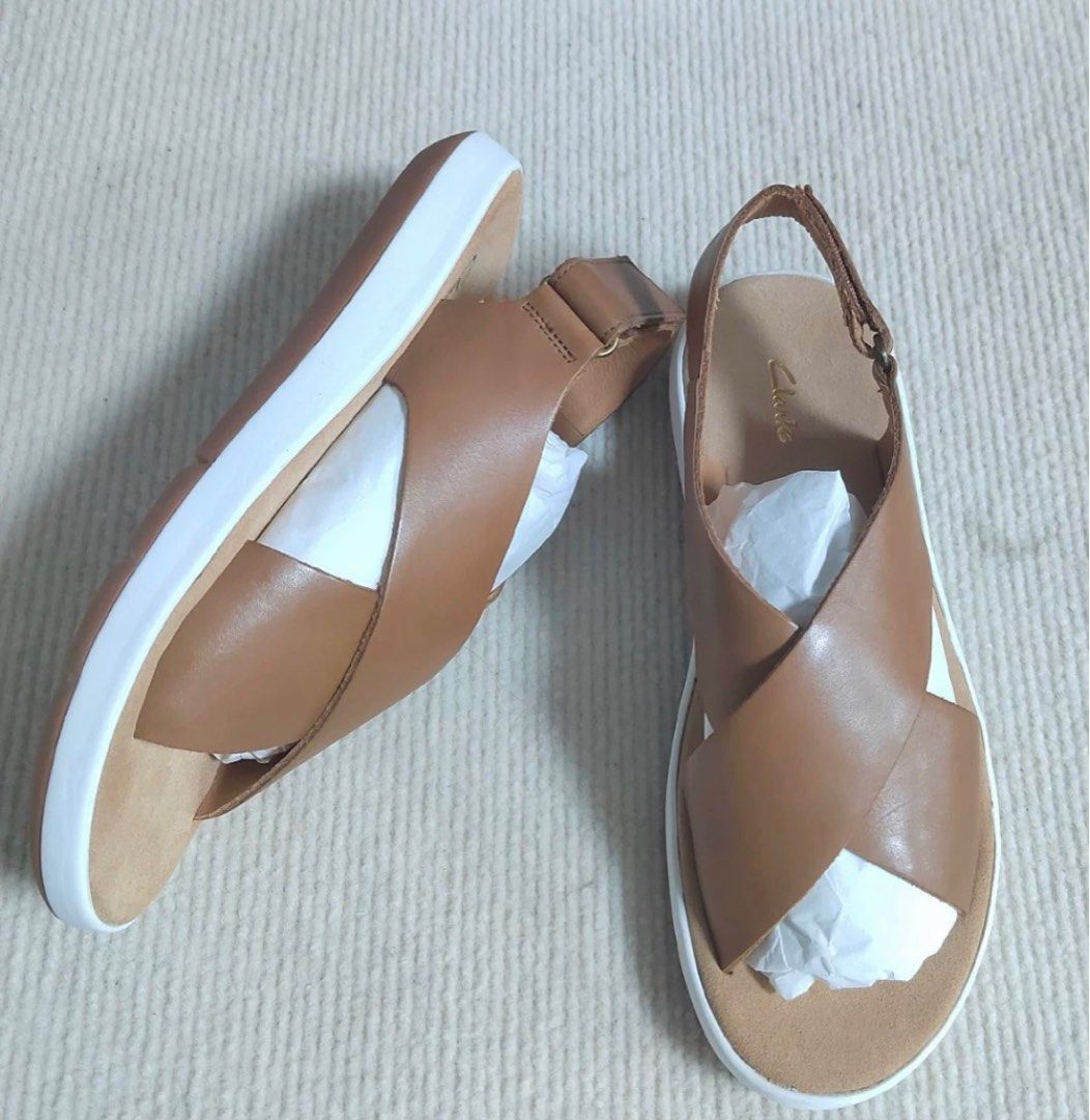Clarks ladies tan sandals best sale