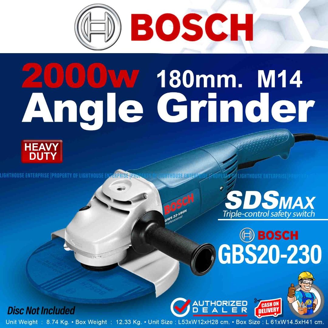 Bosch - Meuleuse d'angle 2000W Diam 230 mm - GWS 20-230 JH Professional  Bosch Professional