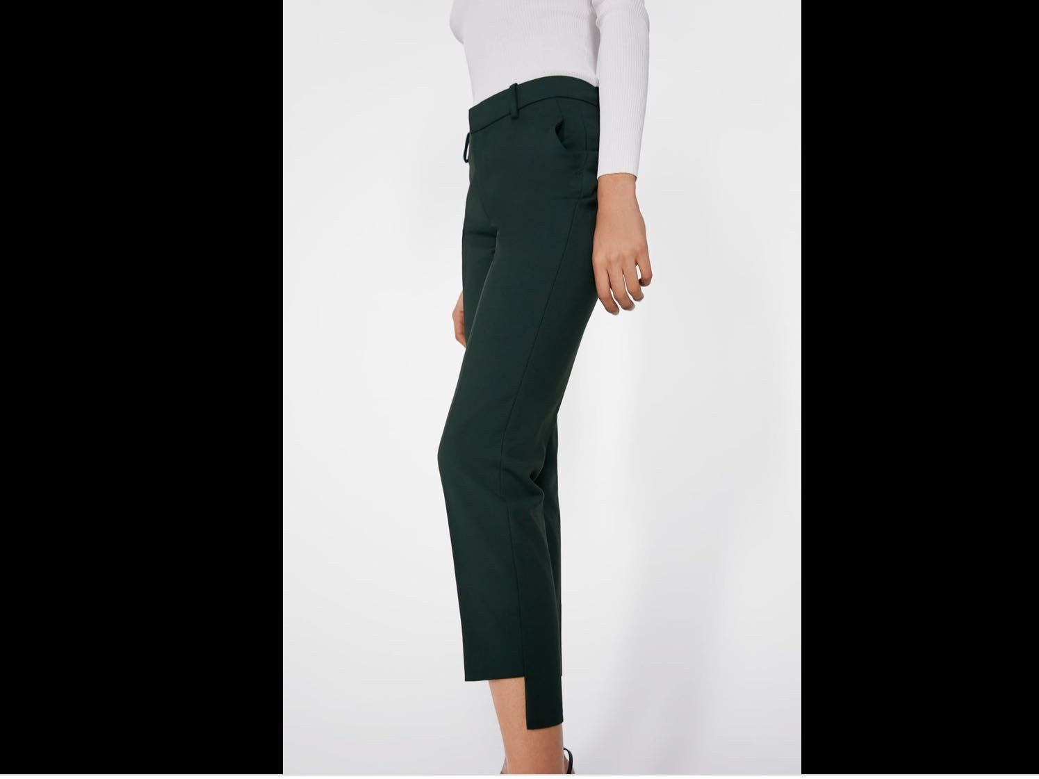 Brand New Zara Green Asymmetrical Hem Pants