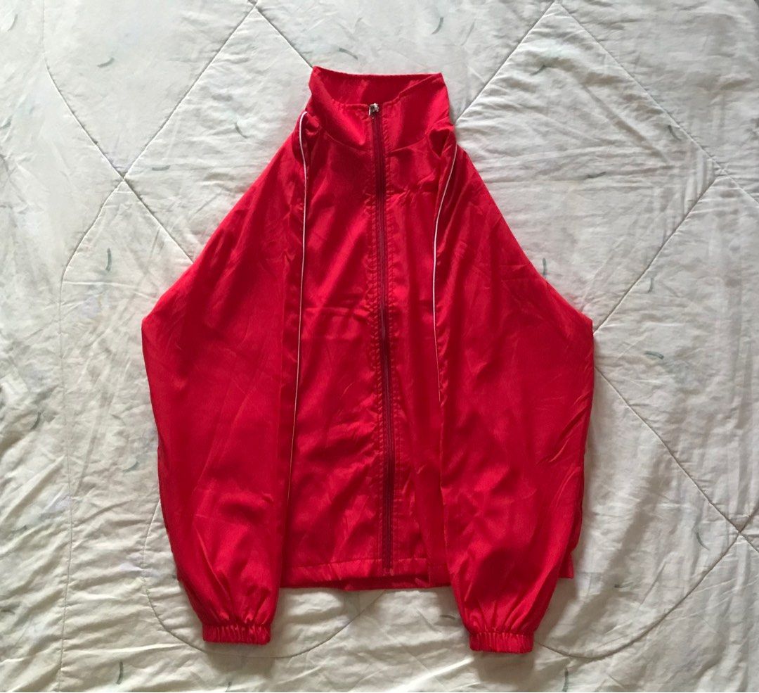 Red zip up windbreaker outlet