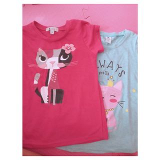 Bundle Z Kids cat shirts. Pink, and blue. 2 to 3 years old.