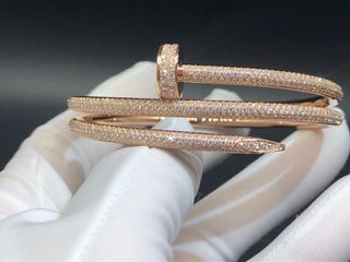 Cartier 18K Rose Gold Juste Un Clou 3.61ct Full Paved Diamond Nail Bracelet