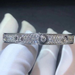 Cartier 18k White Gold 216 Diamonds Paved Love Bracelet