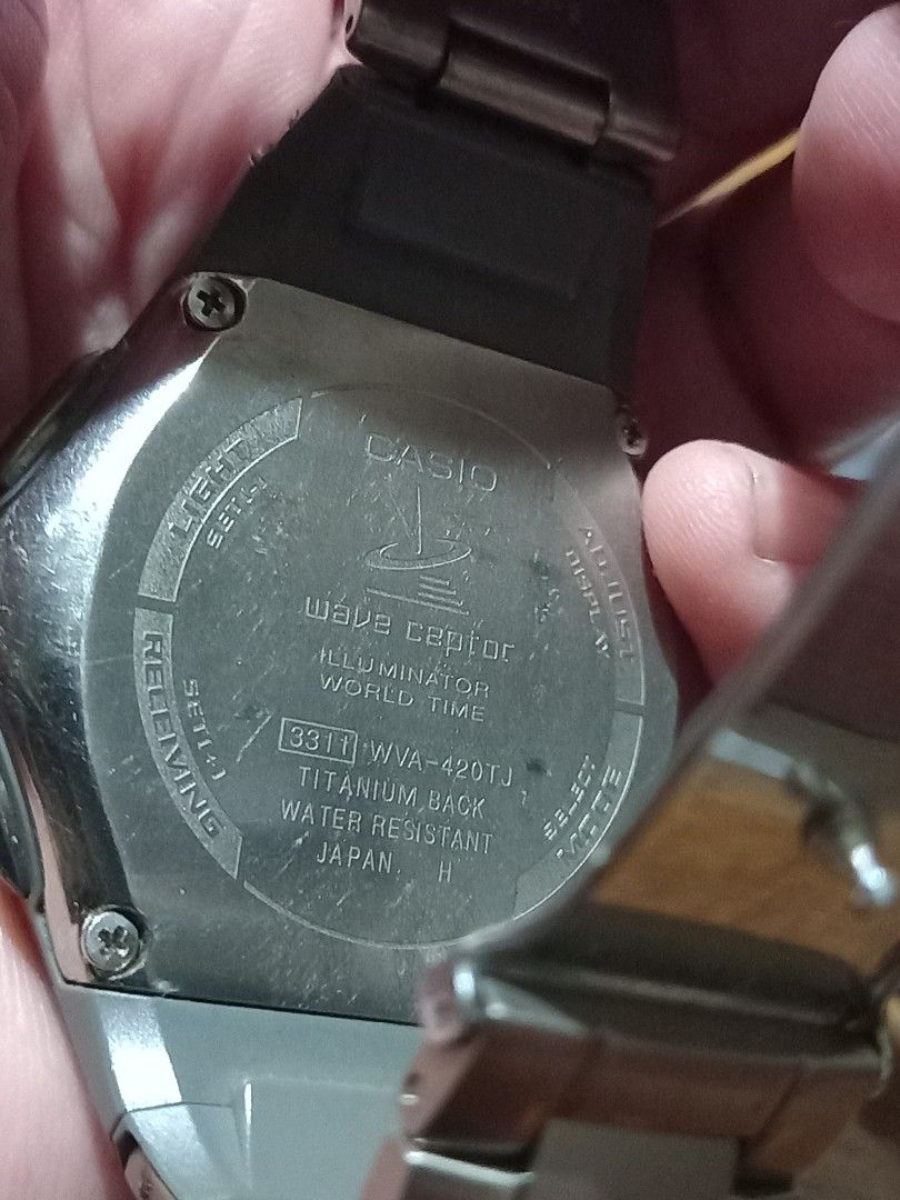 Casio Wave Ceptor titanium (Category: Men's Watches) located in San Mateo. Submitted by daddyB918 (Listing ID 1222703342, Image 2). Description: Used Casio Wave Ceptor Titanium Tough Solar, Rare in the market, fit 7 inch wrist, God condition, new battery.