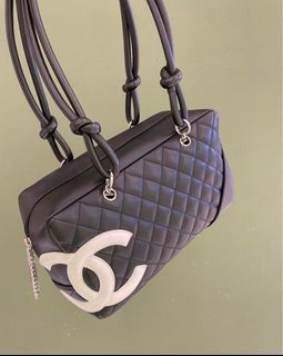 Cambon large rectangle leather bowling bag Chanel Black in Leather