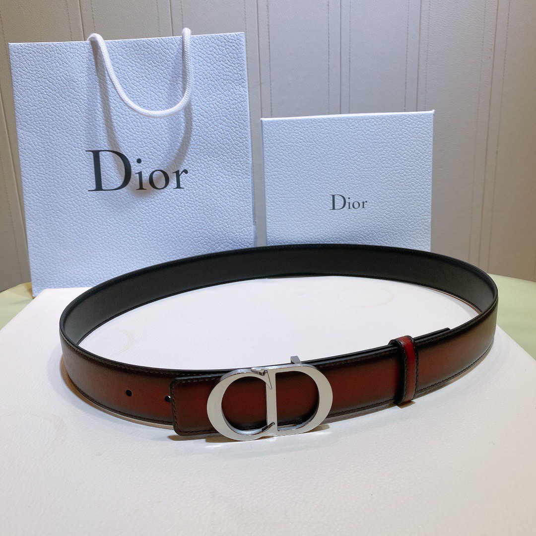 Dior CD Silver Buckle Reversible Belt 90cm