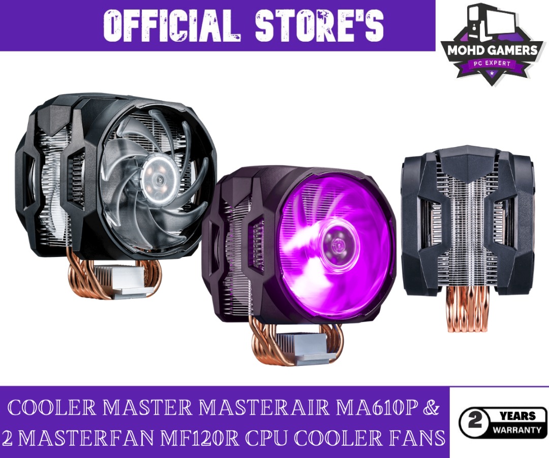 COOLER MASTER MASTERAIR MA610P & 2 MASTERFAN MF120R CPU COOLER FANS ...