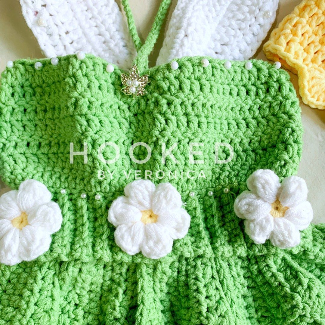 Crochet Tinkerbell Milestone Costume (Category: Babies & Kids Fashion) located in Manila. Submitted by hookedbyveronica (Listing ID 1222658138, Image 3). Description: ✨ pre-order ✨handmade ✨ material: cotton yarn ✨ embellished with pearl beads & brooch ✨ sturdy wings — with wire ✨ set: dress, shoes, & hat Pricelist: ✨ 0-3mos: ₱1,199 ✨ 4-6mos: ₱1,249 ✨ 6-9mos: ₱1,299 ✨ 9-12mos: ₱1,349 ✨ 12-18mos: ₱1,399 ✨18-24mos: ₱1,449 PM for orders/inquiries 💌
