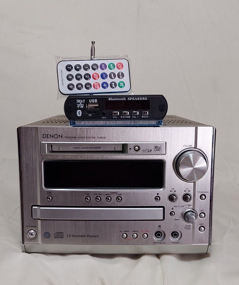 DENON 3IN1 Receiver (D-MG33) FM Radio, CD, MD, Bluetooth & Mp3 player all  working no problem. Super clear and crisp sound with Bass & Treble cntrl.,  Audio, Soundbars, Speakers & Amplifiers on